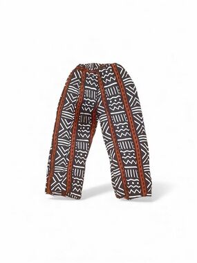 Boho Straight-Leg Printed Pants - Brown & White